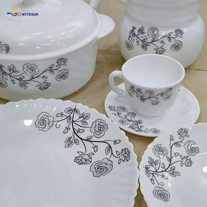 Juego <span class=keywords><strong>de</strong></span> Vajilla <span class=keywords><strong>de</strong></span> Vidrio Opal con Diseño Floral, Tetera, Jarra, 190 ml, 58 Piezas, Vajilla Económica Templada, 27 Piezas, Taza <span class=keywords><strong>de</strong></span> Café con Platillo - Product Image 5