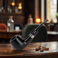 Pipe à tabac LUBINSKI en bois de santal noir, luxe léger, motif ébène, sculptée vintage, canal à tabac de 9 mm, modèle seau circulaire