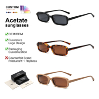 Lunettes de soleil polarisées en acétate OEM, forme rectangulaire étroite, protection UV400, style rétro arrondi, classiques, unisexes, vente en gros