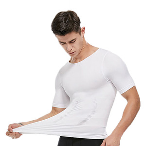 Anti sudor transpirable deportivo entrenamiento Fitness Muscular sin costuras Control de barriga forma elástica cuerpo chaleco Camiseta blanco negro para hombres - Product Image 4