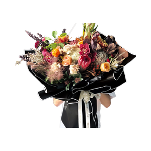 Envoltura de ramo blanco y negro, marco impermeable grueso, acabado mate, regalo de flores coreanas, Material de embalaje, floristas - Product Image 2
