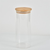 Bocaux de rangement en verre borosilicate de haute qualité, design minimaliste, forme géométrique, récipients hermétiques, boîtes à thé avec couvercles en bambou