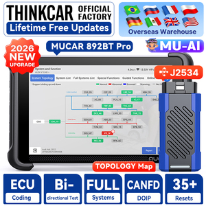 Outils de diagnostic automobile complets MUCAR 892BT PRO avec intelligence artificielle, scanner OBD2, codage ECU, carte de topologie, J2534, DOIP, CANFD - Product Image 1