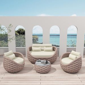 Conjunto de Muebles de Jardín Curvos de Aluminio Moderno PRUNIA, Sofá Modular <span class=keywords><strong>Pequeño</strong></span> Impermeable para Exteriores - Product Image 3