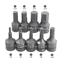 Jeu de douilles hexagonales 1/2 pouce H4 H5 H6 H8 H10 H12 H14 H17 H19 9 pièces 60 mm en acier Cr-Mo phosphate noir