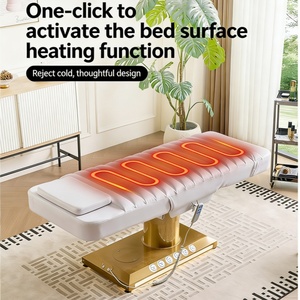 Premium Lash & Facial <b>Bed</b> 3 Motor Electric Lift Spa <b>Bed</b> with <b>LED</b> Ambient Light & Golden Base ABS Material Soap for Home Use - Product Image 5
