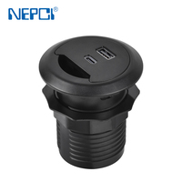 Enchufe USB de escritorio de carga rápida de tipo integrado, cargador USB de escritorio de 65W con orificios para cables, PD QC3.0