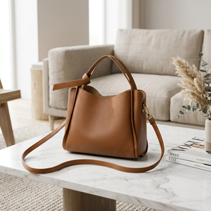 Textured PU Bucket Bag Women's Shoulder <b>Handbag</b> Zipper Crossbody Purse <b>Medium</b> Capacity for Daily Travel - Product Image 4