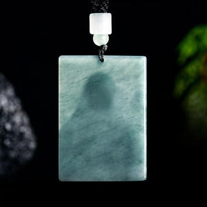 Pendentif en Jadeite Naturelle Bleu Eau de Jais, Bijou UNISEXE, Design Original Sculpté, Cadeau Religieux avec Certificat d'Expertise FG79 - Product Image 2