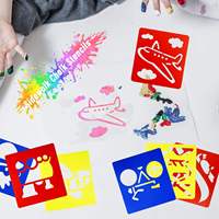 Panwenbo Lot de 22 pochoirs de dessin d'art artisanal en plastique PP réutilisables modèle de forme personnalisé écologique pour enfants