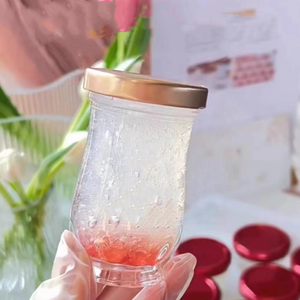 Nouveau joli pot en verre de 50ml de miel de nid d'oiseau de caviar scellé transparent de silex extra en forme avec couvercle en métal - Product Image 3