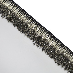 G034 2cm Viền tua rua hạt cườm trang trí đính đá pha lê cho đầm, cung cấp từ nhà máy - Product Image 2