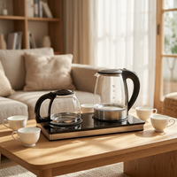 Chauffe-théière électrique, bouilloire et plateau en verre avec base numérique, ensemble de bouilloire à thé turc