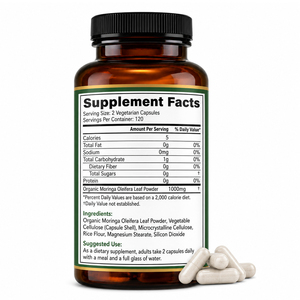 Capsules de feuilles de Moringa à vente chaude OEM/ODM, compléments alimentaires à base de plantes antioxydants, soutien immunitaire, poudre de feuilles de Moringa pure pour femmes et hommes - Product Image 4