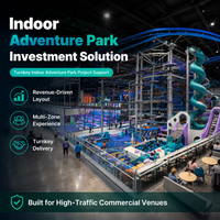 Aire de jeux intérieure commerciale avec toboggan en spirale, trampoline, piscine à balles, arène FEC, passerelle en filet, zone d'atterrissage souple CE ASTM EN1176