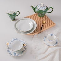 Service de vaisselle P&T haut de gamme pour hôtels 5 étoiles et restaurants, en porcelaine fine, assiettes en céramique verte, vaisselle de luxe
