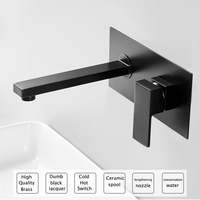 Offre Spéciale robinet de lavabo en laiton à poignée unique de Style moderne 3 trous robinet de salle de bain mural noyau de Valve en céramique simple