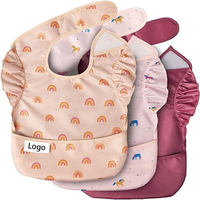 Bavoirs imperméables en polyester anti-salissures pour bébés, bavoirs essuyables pour tout-petits avec poche de récupération, bavoirs d'alimentation pour filles et garçons