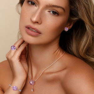 Bagues en cristal réglables de bijoux fins de nouvelle conception de femmes avec le bouton de pierre de cristal de guérison d'améthyste - Product Image 5