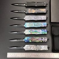 Couteau de poche multifonctionnel de survie pour le camping avec support OEM, manche en alliage de zinc à motif 3D