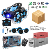 Coche de juguete RC 2 en 1 con ruedas de deriva, control remoto, luces, 2.4G, acrobacias de doble cara
