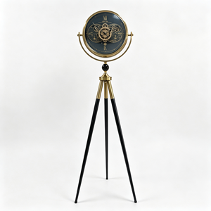 Reloj de pie trípode vintage con engranajes expuestos, marco de aleación, esfera de madera estilo coche antiguo, movimiento de cuarzo, decorativo, tipo reloj de <span class=keywords><strong>abuelo</strong></span> - Product Image 1