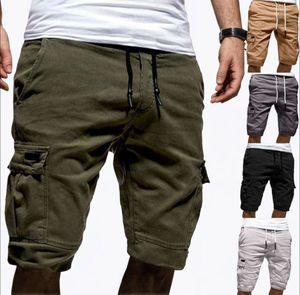 Pantalones cortos tipo cargo de verano para hombre, 100% algodón, lisos, con múltiples bolsillos, talla grande, deportivos, informales - Product Image 1