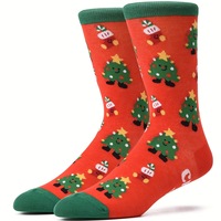 Chaussettes unisexes de Noël fantaisie à motif de bonhomme en pain d'épices, motif de biscuits et de rennes sur toute la surface, chaussettes festives