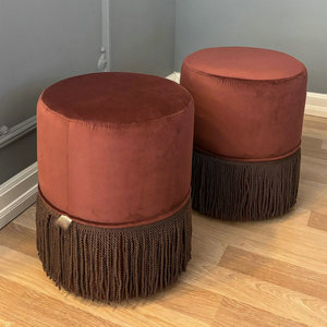 <span class=keywords><strong>Pouf</strong></span> Rotondo in Velluto dal Design Moderno <span class=keywords><strong>con</strong></span> Nappe, Sgabello Ottomano Rotondo per Soggiorno, Sedia <span class=keywords><strong>con</strong></span> Frange per Trucco e Scarpe, Sgabello per Camera da Letto - Product Image 6