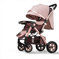 Poussette en métal à vue dégagée avec roues silencieuses à quatre roues et accoudoirs réversibles légers pour bébé