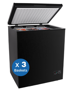 Black Chest Freezer With Removable <b>Wire</b> <b>Basket</b> Stay Open Lid 45 90 Degree Easy Rolling Wheels for Apartment and Home Use Hands-F - Product Image 3