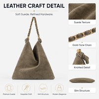 Sac en daim pour femme, sac hobo noué, sac à main authentique avec chaîne dorée, bandoulière entrelacée, 7 couleurs, vente en gros, personnalisation OEM, usine