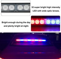 Barre lumineuse de signalisation routière de 36 pouces à 32 LED, barre lumineuse d'avertissement d'urgence avec cordon droit de 16 pieds (rouge/bleu)
