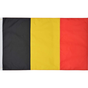 Venta al por mayor precio barato Nacional de Diseño en 100% poliéster bandera entrega rápida de impresión de pantalla de seda 3x5ft Bélgica bandera con ojales - Product Image 1
