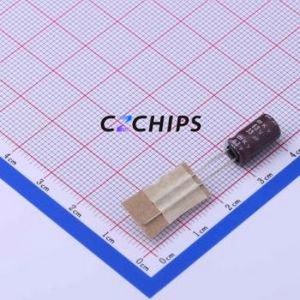 Condensateur électrolytique en aluminium à montage traversant EKY-630ETD330MF11D, D6.3xL11mm 33uF 20% 63V 265mA-100kHz - Product Image 1