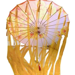 Hochzeit Chinesischer traditioneller Bambus anderer Druck mit Quasten Riband wasserdichtes Öl Papier Regenschirm Sonnenschirme für den Außenbereich