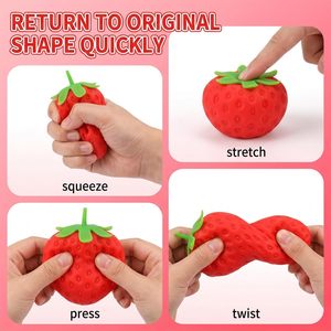 Juguetes de Frutas al por Mayor, OEM, Personalizados, Realistas, de Durian y Fresa, de Plástico PVC TPR, para Aliviar el Estrés - Product Image 3
