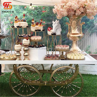 Chariot à bonbons en acier inoxydable doré au prix d'usine, chariot à bonbons en métal, présentoir à desserts pour événements de mariage et fêtes