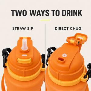 Botella de agua plegable de silicona de 2L con pajita y tapa para beber directamente, a prueba de fugas, sin BPA, boca ancha, para gimnasio, camping, viajes, venta al por mayor, OEM - Product Image 3