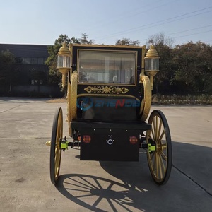Chariot de mariage électrique Royal noir et or, chariot de transport spécial élégant tiré par des chevaux – Vente chaude - Product Image 6