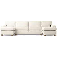 Ensemble de canapés sectionnels élégants pour salon, mobilier d'intérieur, accoudoirs roulés, pieds en bois massif, canapé en tissu en forme de L pour hôtel cinq étoiles