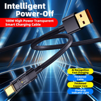 Câble de charge rapide USB-A vers Type-C 100W 6A avec arrêt intelligent, conception tressée et voyant lumineux pour iOS et appareil photo