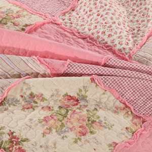 Elegantes Juegos de Cama de Algodón Rosa de 3 Piezas, Juegos de Cubrecamas Reversibles, Patchwork Floral Vintage - Product Image 3