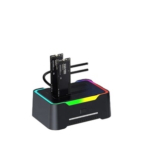 USB Type-C 3.1 để SATA kép bay RGB đèn hiệu ứng đĩa cứng cơ sở 2.5/ 3.5inch HDD SSD bên ngoài ổ cứng Thùng - Product Image 5