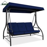 Fauteuil balançoire d'extérieur 3 places de luxe en rotin avec coussins et auvent