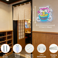 Letrero LED de Neón Acrílico con Diseño de Gato de la Suerte, Estilo Japonés, con USB y Regulador de Intensidad, Clasificación IP65, para Decoración de Restaurantes y Bares de Sushi