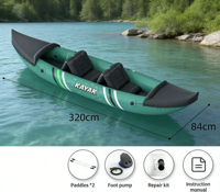 Kayaks gonflables pour une ou deux personnes, canoës, bateaux de pêche en PVC durable, pompes à air, pagaies doubles, capacité de charge de 163 kg, longueur de 320 cm