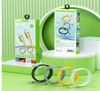 Cable de Carga Rápida Multifunción 3 en 1 Tipo-C a Tipo-C de Silicona de Cristal con Transferencia de Datos de Calidad Superior, PD 20W 6A