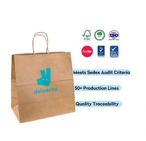Eco-Friendly Brown Kraft Paper <b>Bag</b> with Handles Personalized Logo Print for Clothing Shoes Gift Packaging Sustainable Stylish - Product Image 1