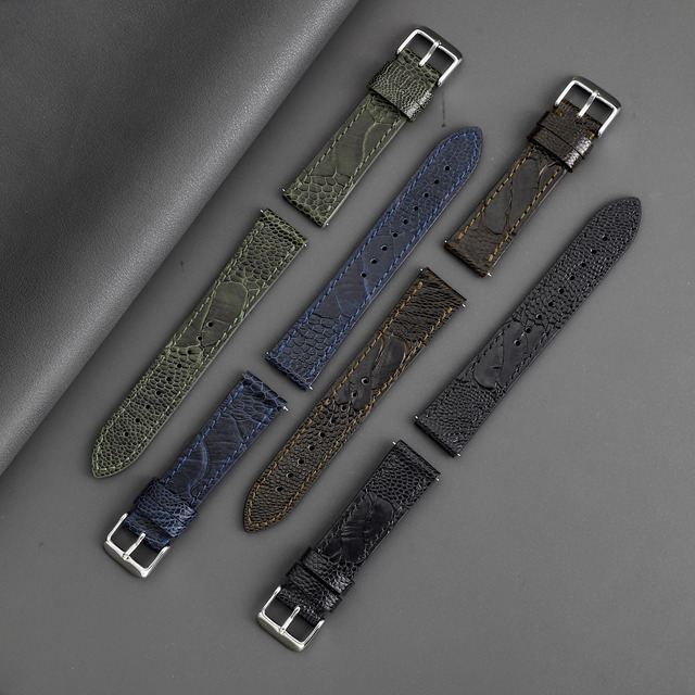 LAIHE Custom Logo Luxury Vintage Quick Release Bracelet Montre Exotic High Quality Genuine Ostrich Leather Watch Straps Bands